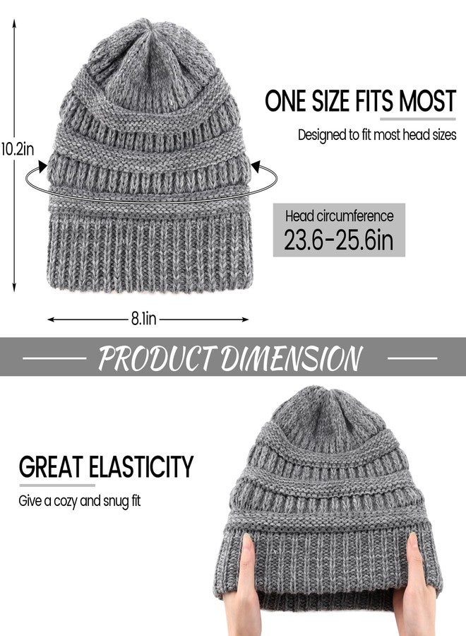 Ultrafun 3 Pack Satin Lined Beanie for Women, Slouchy Winter Hats with Silk Lined, Oversized Knit Warm Hat Skull Cap (Black, Beige, Grey) - Image 2